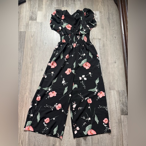MINKPINK Pants - Floral Black Jumpsuit